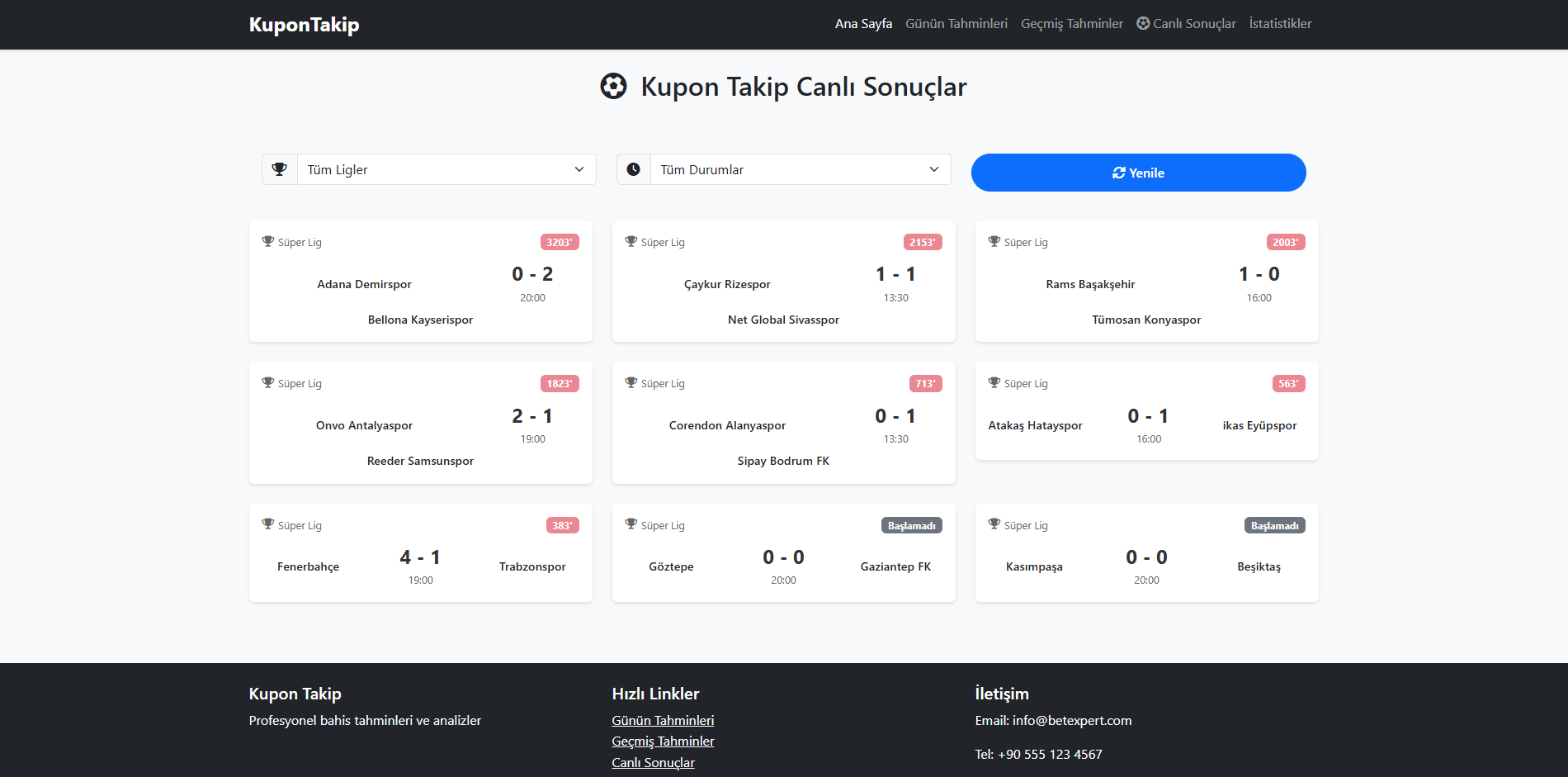 Kupon Takip Live Score