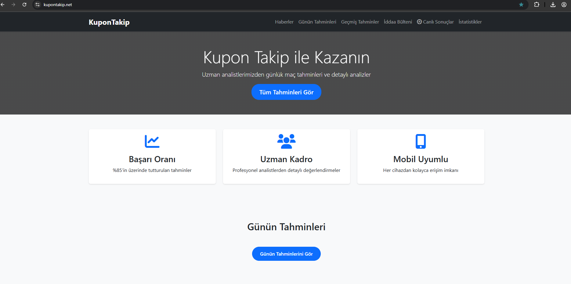 Kupon Takip Home Page