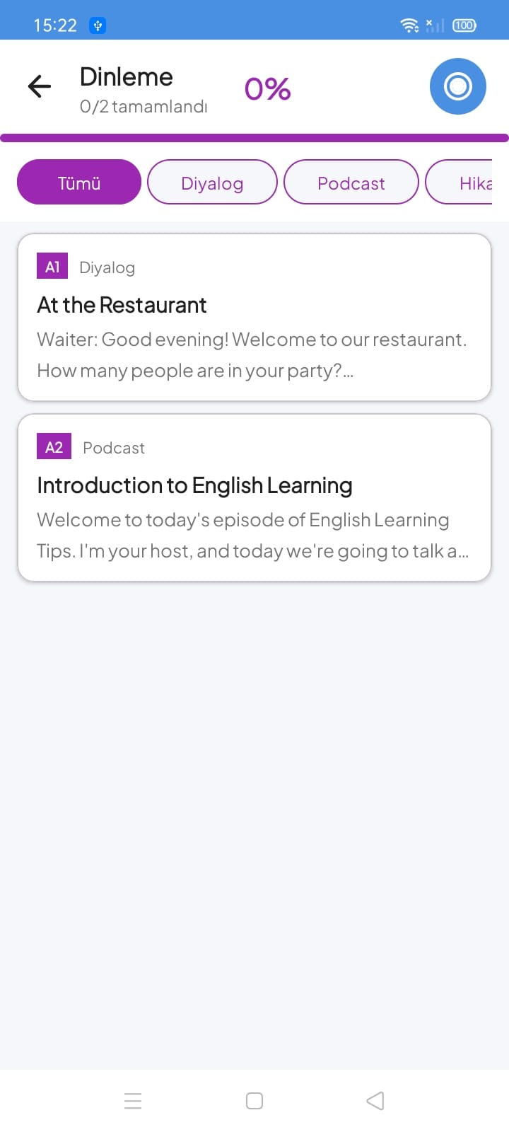 Polly Learn Reading Screen