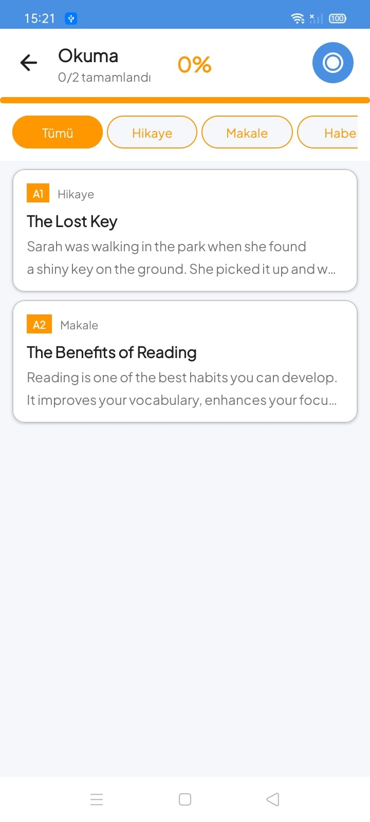 Polly Learn Quiz Screen